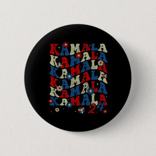 Kamala Harris 2024 For President Groovy Button Ele