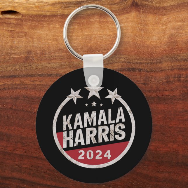 Kamala Harris 2024 For President Retro Election Key Ring (Front)