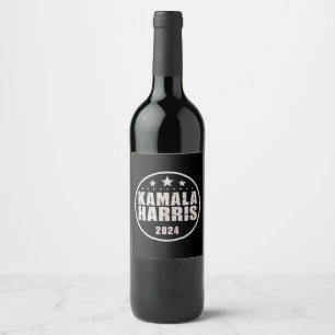 Kamala Harris 2024 For President Retro Election Wine Label