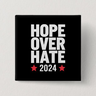 Kamala Harris 2024 Hope Over Hate Presidential 15 Cm Square Badge