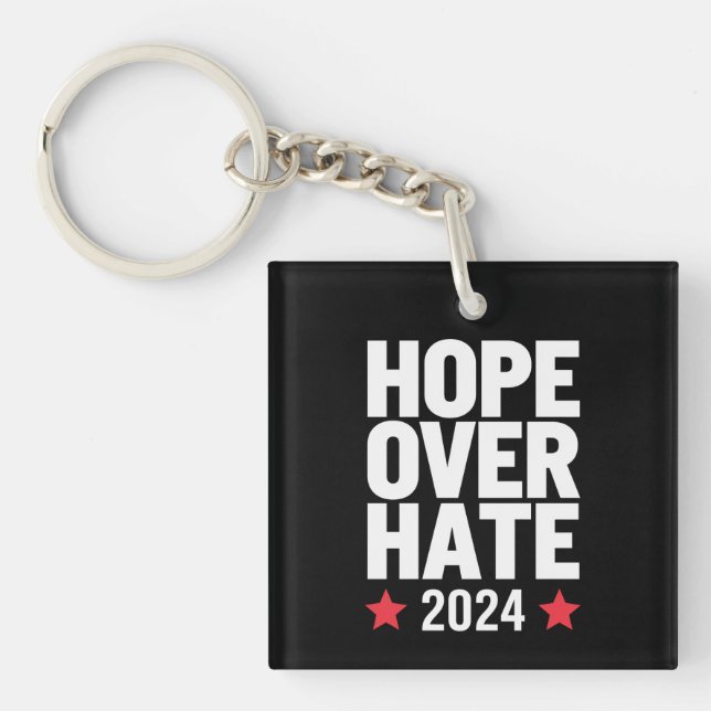 Kamala Harris 2024 Hope Over Hate Presidential  Key Ring (Front)