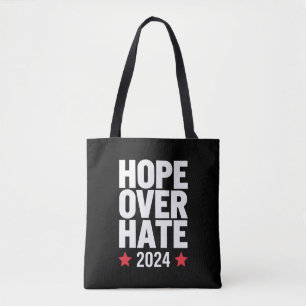 Kamala Harris 2024 Hope Over Hate Presidential Tote Bag