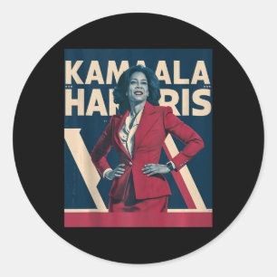 Kamala Harris 2024 - Leading With Strength Design Classic Round Sticker