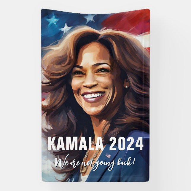 Kamala Harris 2024 Not Going Back Graphic Art Banner (Vertical)
