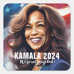 Kamala Harris 2024 Not Going Back Graphic Art Square Sticker