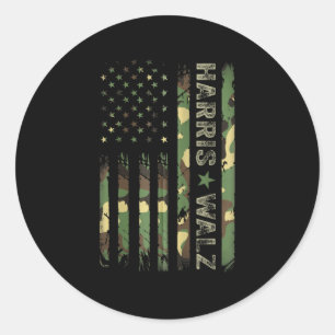 Kamala Harris 2024 President Harris Waltz Usa Camo Classic Round Sticker