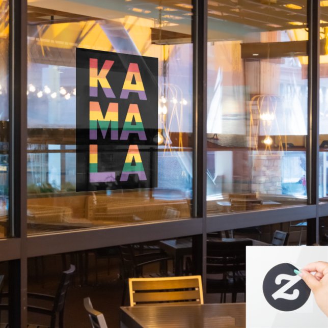 Kamala Harris 2024 Rainbow Flag Gay Pride LGBT  (Restaurant Window)