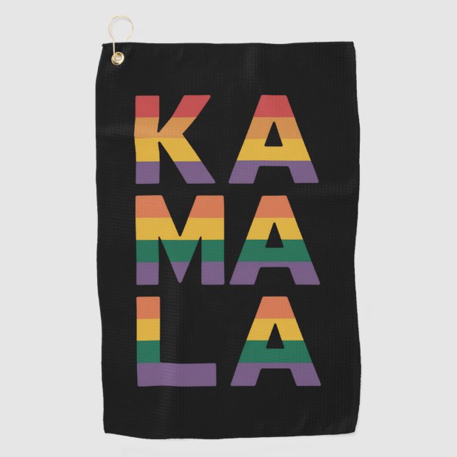 Kamala Harris 2024 Rainbow Flag Gay Pride LGBT  Golf Towel (Front)