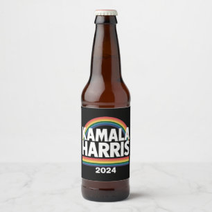 Kamala Harris 2024 Rainbow Gay Pride LGBT Election Beer Bottle Label