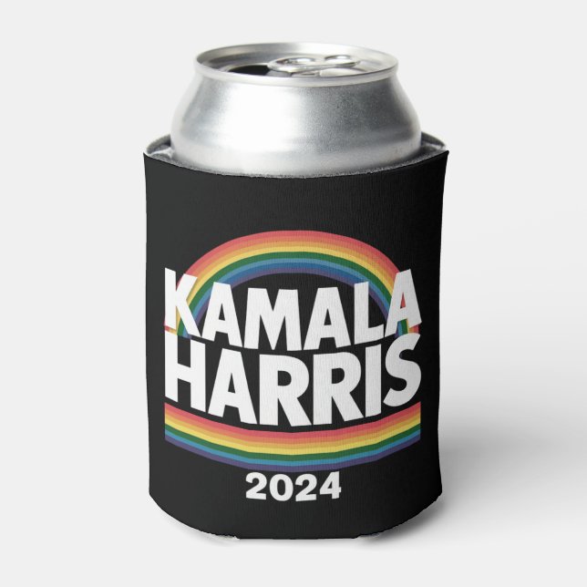Kamala Harris 2024 Rainbow Gay Pride LGBT Election Can Cooler (Can Front)
