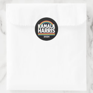 Kamala Harris 2024 Rainbow Gay Pride LGBT Election Classic Round Sticker