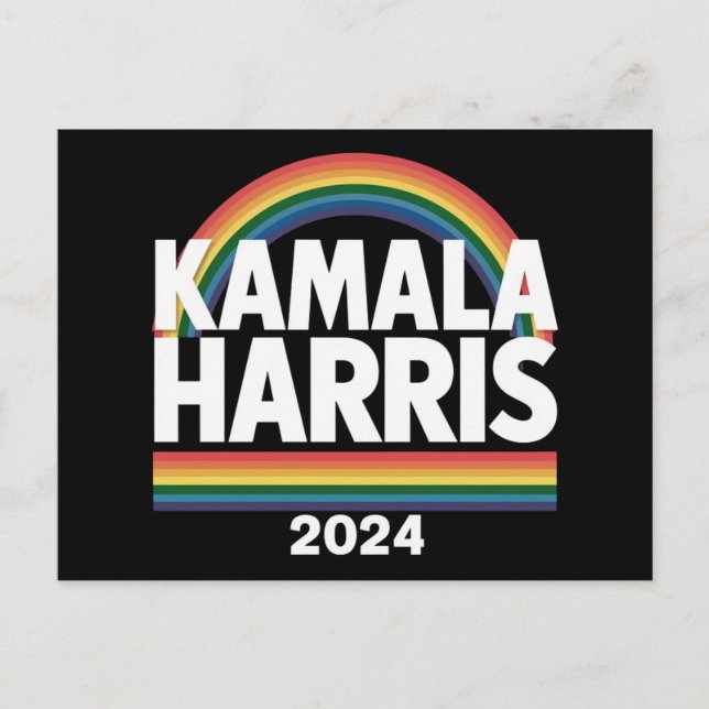 Kamala Harris 2024 Rainbow Gay Pride LGBT Election Postcard (Front)