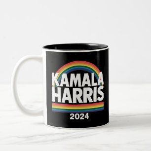 Kamala Harris 2024 Rainbow Gay Pride LGBT Election Two-Tone Coffee Mug