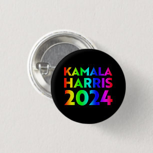 Kamala Harris 2024 rainbow typography black 3 Cm Round Badge