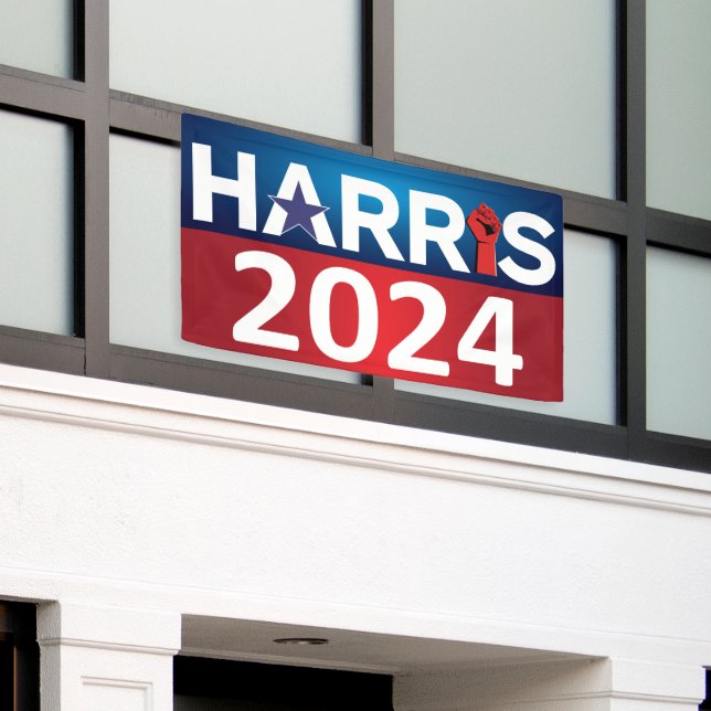 Kamala Harris 2024 - Raised Fist 2024 Election Banner (Outside Building)