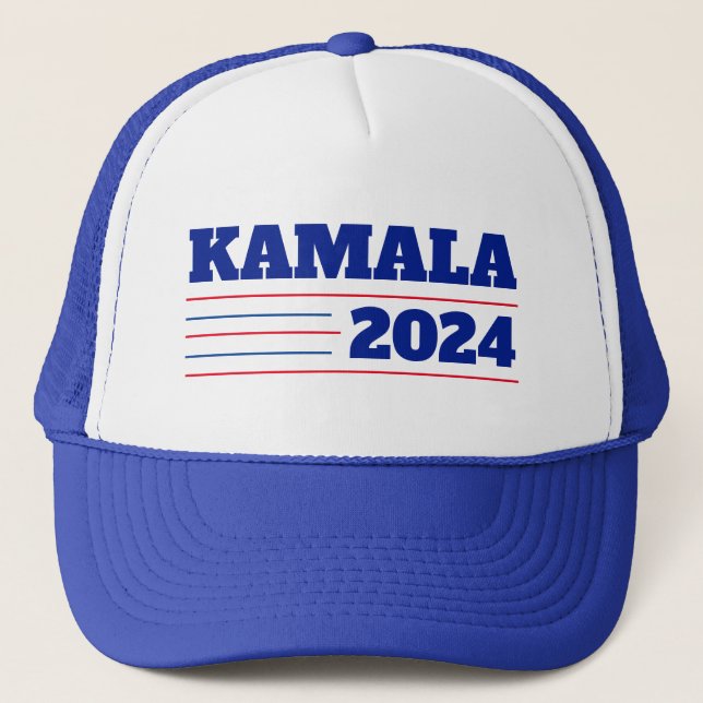 Kamala Harris 2024 Red and Blue Trucker Hat (Front)