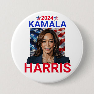 Kamala Harris 2024 Red, White and Blue 7.5 Cm Round Badge