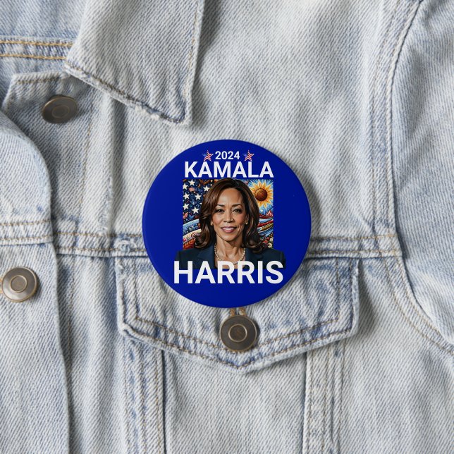 Kamala Harris 2024 Red, White and Blue 7.5 Cm Round Badge (In Situ)