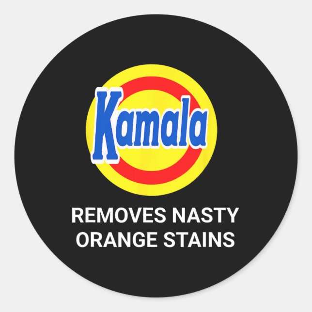 Kamala Harris 2024 Removes Nasty Orange Stains Fun Classic Round Sticker (Front)