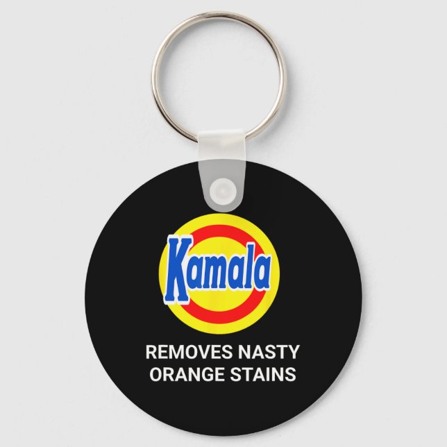 Kamala Harris 2024 Removes Nasty Orange Stains Fun Key Ring (Front)