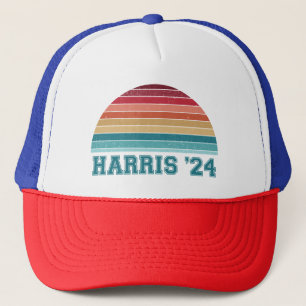 Kamala Harris 2024 Retro Sunset Vintage Trucker Hat