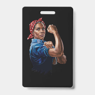Kamala Harris 2024 Rosie The Riveter Childless Cat ID Badge