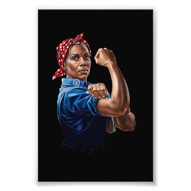 Kamala Harris 2024 Rosie The Riveter Childless Cat Photo Print (Front)