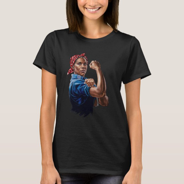 Kamala Harris 2024 Rosie The Riveter Childless Cat T-Shirt (Front)