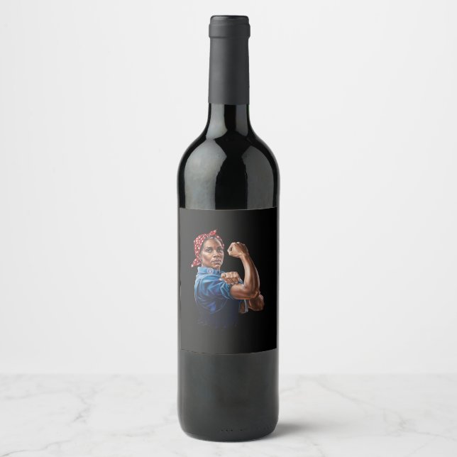 Kamala Harris 2024 Rosie The Riveter Childless Cat Wine Label (Front)