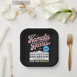 Kamala Harris 2024 Social Democrat Vote Blue Paper Plate