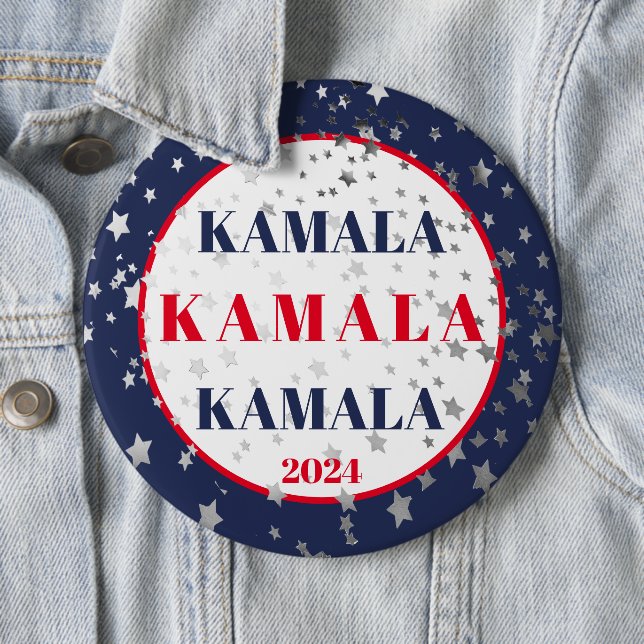 Kamala Harris 2024 Support Red White Blue  6 Cm Round Badge (In Situ)