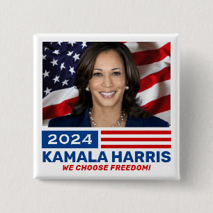 Kamala Harris 2024 We Choose Freedom 15 Cm Square Badge