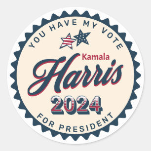 Kamala Harris 2024 You Have my Vote Classic Round Sticker