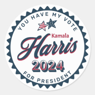 Kamala Harris 2024 You Have my Vote Classic Round Sticker