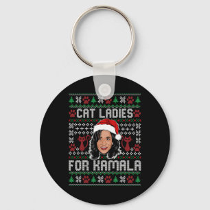 Kamala Harris 24 Ugly Christmas Cat Ladies For Kam Key Ring