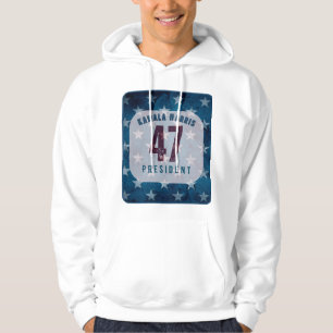 Kamala Harris 47 President. White Hoodie