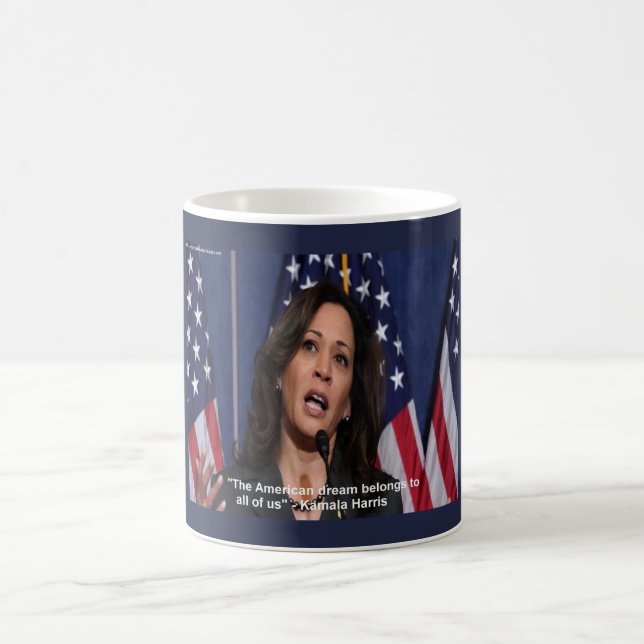Kamala Harris & American Dream Quote Coffee Mug (Center)