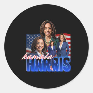 Kamala Harris American Flag Bootleg Reboot Classic Round Sticker