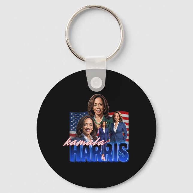 Kamala Harris American Flag Bootleg Reboot  Key Ring (Front)