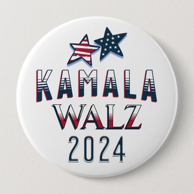Kamala Harris and Tim Walz 2024 10 Cm Round Badge (Front)
