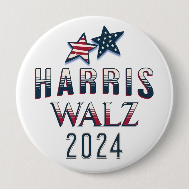 Kamala Harris and Tim Walz 2024 10 Cm Round Badge (Front)