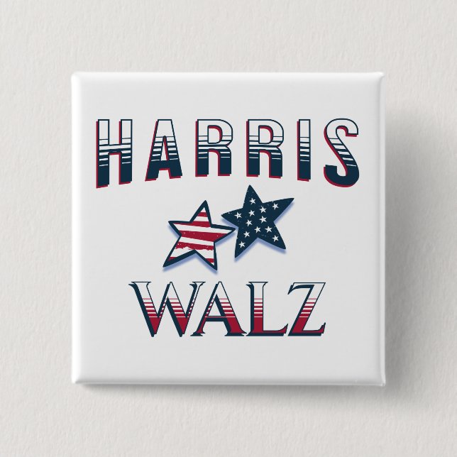 Kamala Harris and Tim Walz 2024 15 Cm Square Badge (Front)