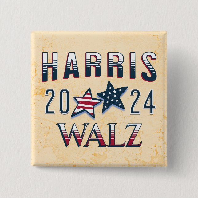 Kamala Harris and Tim Walz 2024 15 Cm Square Badge (Front)