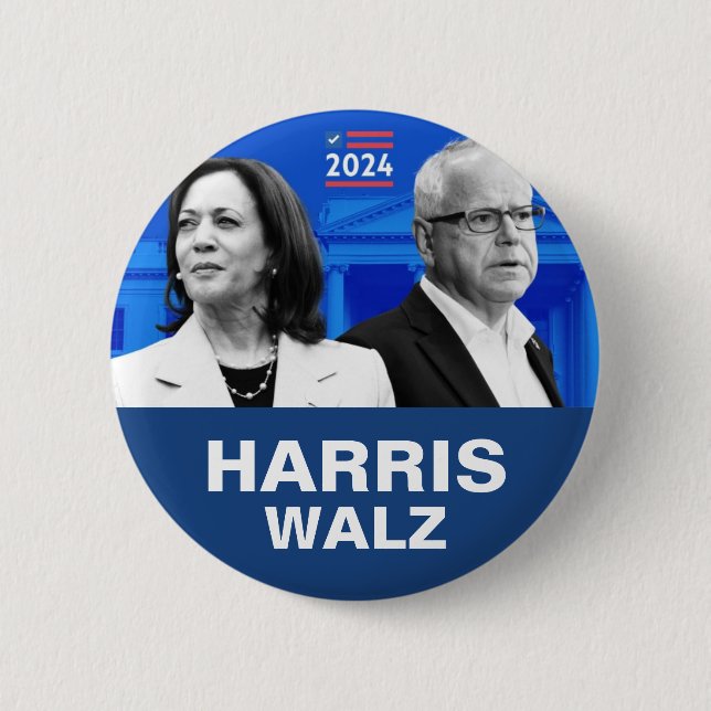 Kamala Harris and Tim Walz 2024 6 Cm Round Badge (Front)
