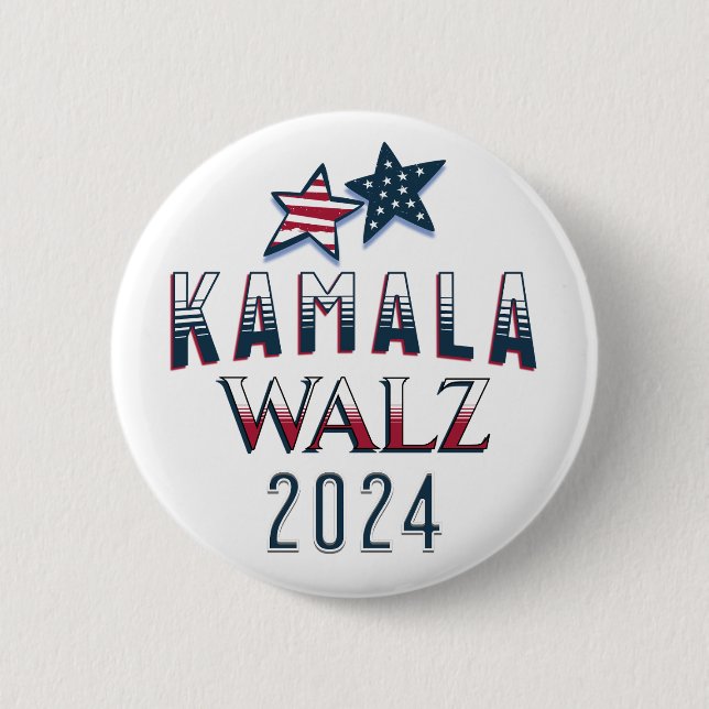 Kamala Harris and Tim Walz 2024 6 Cm Round Badge (Front)