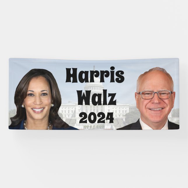 Kamala Harris and Tim Walz 2024 Banner (Horizontal)