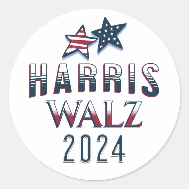 Kamala Harris and Tim Walz 2024 Classic Round Sticker (Front)