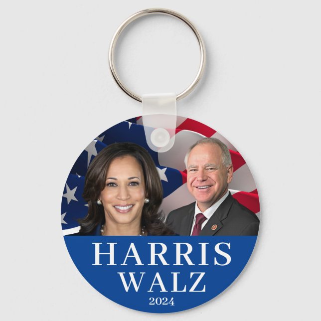 Kamala Harris And Tim Walz 2024 Key Ring (Front)