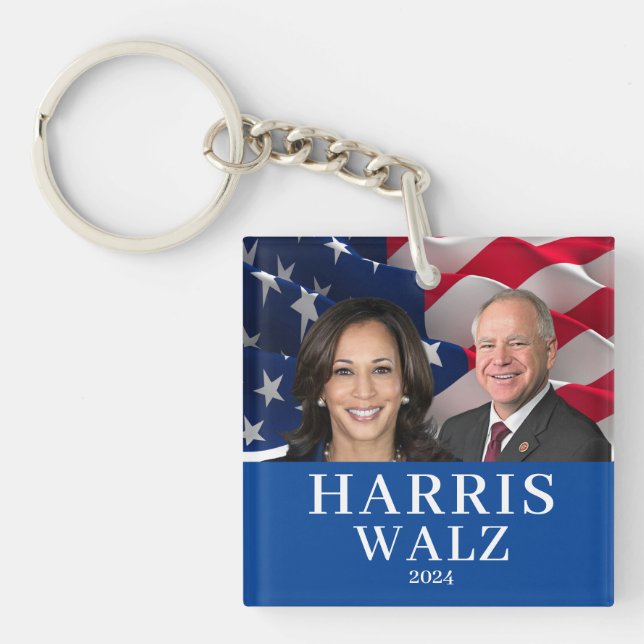 Kamala Harris And Tim Walz 2024 Key Ring (Front)