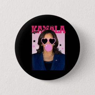 Kamala Harris Blowing Bubble Gum Pink Sungles Kama 6 Cm Round Badge